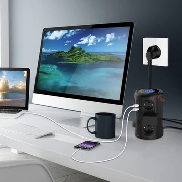Беспроводное зарядное устройство Power Strip Cube 12 розеток 4 USB 1 USB-C