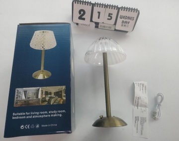 LAMPKA NOCNA STOŁOWA Z ABAŻUREM DO POKOJU SYPIALNI BEZPRZEWODOWA DOTYKOWA