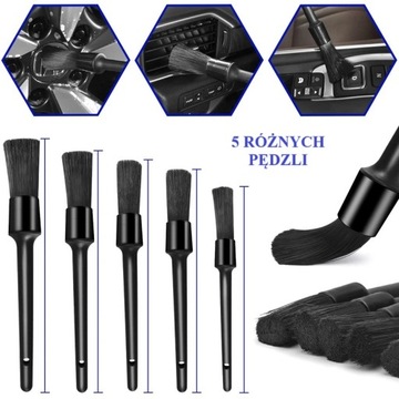 ZESTAW DO DETAILINGU SAMOCHÓD 21 el. SZCZOTKI PĘDZELKI MIKROFIBRA CZYŚCIK