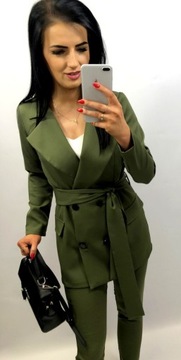 МОДНЫЙ ЖЕНСКИЙ КОСТЮМ С ПУГОВИЦАМИ ХАКИ XL