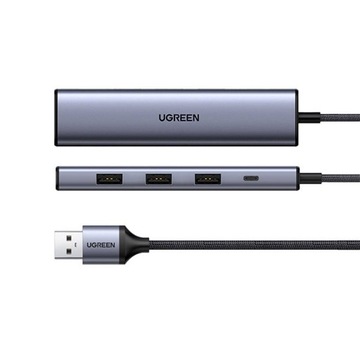 АДАПТЕР UGREEN HUB USB-РАЗВЕТВИТЕЛЬ 5 В 1 4X USB-A 3.0 1X USB-C 5 Гбит/с P&P 20 СМ