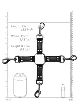 BLACK OUCH - 4-WAY LEATHER HOGTIE CROSS
