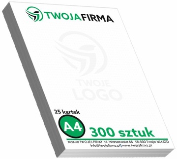 Рекламные блоки А4, наклеенные LOGO Notes, 300 шт.