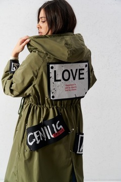Парка в стиле милитари OVERSIZE с надписью KHAKI L/XL