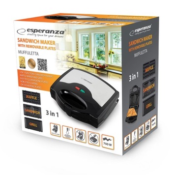 Тостер Esperanza Muffuleta черный 700 Вт