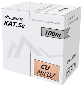 КАБЕЛЬ LAN КАБЕЛЬ ВИТАЯ ПАРА МЕДЬ RJ45 UTP CAT.5E CAT.5E 100M LANBER