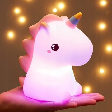 Lampka Nocna Jednorożec LED Silikonowa 6 kolorów na USB