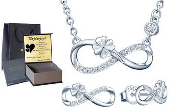 Набор Infinity Clover, серебро 925 пробы с кубическими цирконами