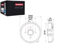 фото thumb №1, Тормозные барабаны тормозные 2szt. opel agila 00'- kamoka