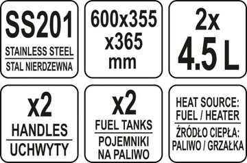 НАГРЕВАТЕЛЬ С ДВУМЯ КОНДИЦИОНЕРАМИ 2x 4,5 Л ДЛЯ ПАСТЫ
