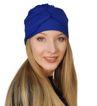 Turban Sara 12 z wiskozy modna czapka bez wzoru także po chemioterapii