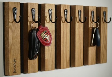 Drewniany wieszak na klucze ręczniki ubrania organizer Lamele 40cm