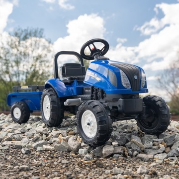 FALK New Holland Педальный трактор большой с открывающимся капотом прицепа со 2-го года обучения