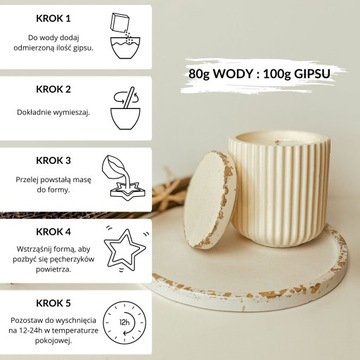 Gips proszek ceramiczny do wykonywania odlewów rękodzieła 5kg szary biały