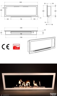 БИОКАМИН S-Line 3D 120x40 см белый 1200x400 мм встроенный