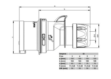 Резиновый удлинитель силовой 32А 5х6 40м H07RNF OW