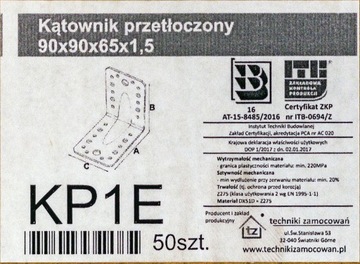 Łącznik Kątownik Ciesielski 90x90x65x1,5mm KP1E