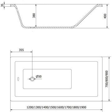 MEXEN CUBIK WANNA PROSTOKĄTNA 180 x 90 CM OBUDOWA AKRYLOWA BIAŁA + SYFON