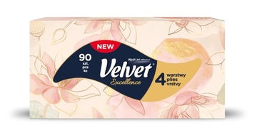 Chusteczki wyciągane Velvet Excellence uniwersalne 4W kartonik 90 sztuk