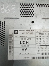 фото thumb №3, K363 радио opel zafira b 13289935