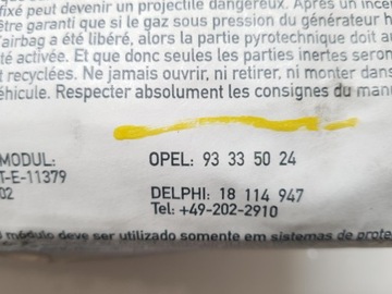 фото thumb №6, Подушка air bag пассажира opel meriva a