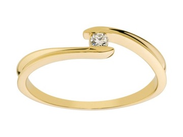 ZŁOTY PIERŚCIONEK pr 0.585 z BRYLANTEM 0.05ct od DIAMANTI