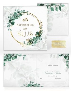 ZAPROSZENIA ŚLUBNE EUAKLIPTUS + KOPERTA - 3 SZT