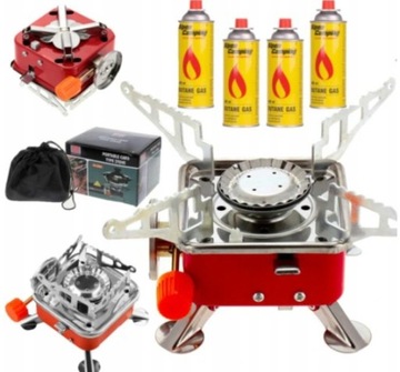 ТУРИСТИЧЕСКАЯ ГАЗОВАЯ ПЛИТА + 4x ALPEN CAMPING GAS