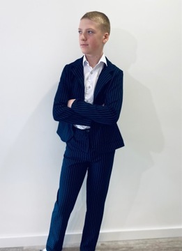 Костюм для мальчика, темно-синий, в полоску, БЛЕЙЗЕР, брюки, 128 НОВИНКА