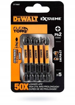 Биты DeWALT Ph2x50мм ударные 5шт TORSION ударные