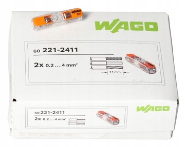 WAGO 221-2411 Szybkozłączka 2 x 0,2 - 4mm² 60 szt.