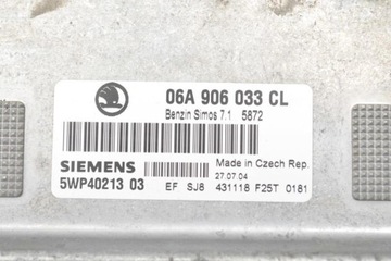 фото thumb №1, Комп'ютер двигуна skoda octaviaii 1z3 06a906033cl 1.6l бензин 2004