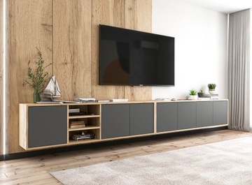 Подвесная тумба под ТВ Лофт Комод Графит MAT 300 см