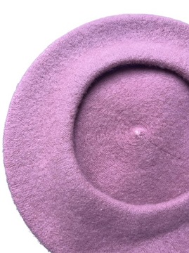 Beret z antenka damski wełniany czapka klasyczny Lila jesień welniany