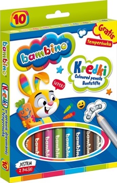 Деревянные школьные мелки, 10 цветов, каолиновая глина Bambino