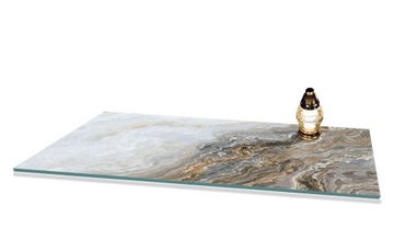 Podstawka pod ZNICZE Szyba HARTOWANA na Cmentarz wzór MARMUR 90x52cm