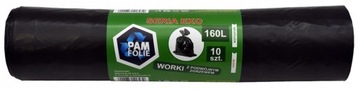 Мешки для мусора 160л, 10шт, универсальные, прочные, чёрные Pam-Folie