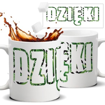 Kubek Biały Na Prezent Motywacyjny DZIĘKI Wzory