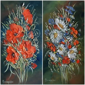 ИОАННА ДОМАГАЛЬСКАЯ КАРТИНА УГЛОВЫЕ ЦВЕТЫ 25X30