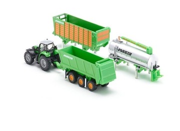 1848-SIKU TRAKTOR Z PRZYCZEPĄ I CYSTERNĄ METAL+ PLASTIK SKALA:1:87 WIEK:3+
