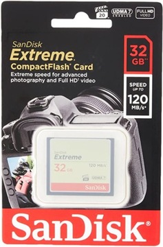 SANDISK 32 ГБ Compact Flash EXTREME CF +120/85 МБ/с