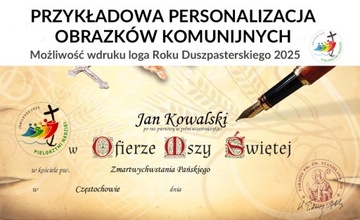 Obrazki komunijne w ramce Pamiątka Pierwszej Komunii Świętej PERSONALIZACJA