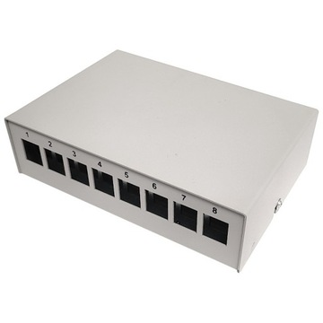 Patchpanel 8 portów pusty pod keystone 8x RJ-45 1U na szynę DIN desktop