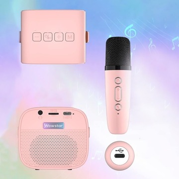 НАБОР БЕСПРОВОДНОГО МИКРОФОНА ДЛЯ КАРАОКЕ С BLUETOOTH — РОЗОВЫЙ