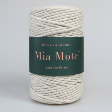 47 ниток Mia Mote Витая хлопковая нить для макраме, слоновая кость, 3мм, 200м