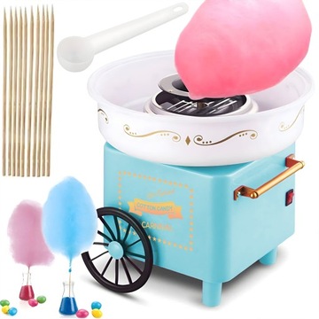 MASZYNA DO WATY CUKROWEJ DOMOWA WATA CUKROWA MASZYNKA WÓZEK + PATYCZKI 550W