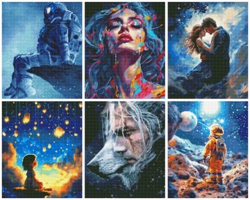 DIAMOND PAINTING 5D z RAMĄ Haft Diamentowy Duży Wiedźmin Mozaika 40x50 cm