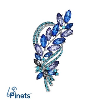 Серебряная брошь PINETS «Пшеничный колос» со стразами