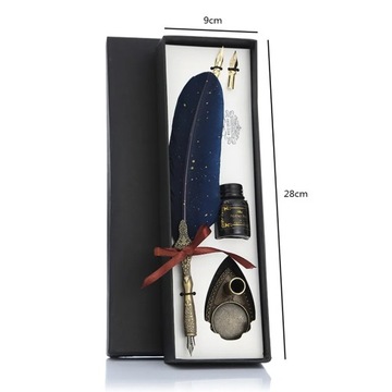 Vintage Calligraphy Feather Dip Fountain Pen Sets Ink Stationery Quill