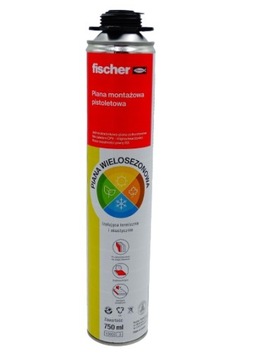 Монтажная пена для пенного пистолета FISCHER 750мл. Многосезонная зима/лето.